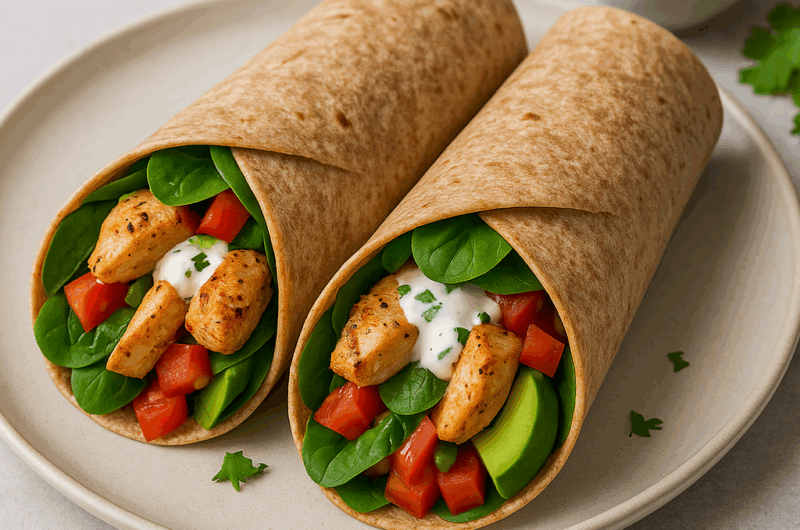 Gezonde wraps met kip en groente